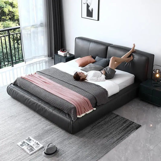 Modern Light Luxury European Leather Double Bed
