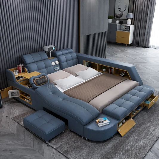 Modern Smart Multifunctional Queen Double Bed Nordic Luxury Massage Bed
