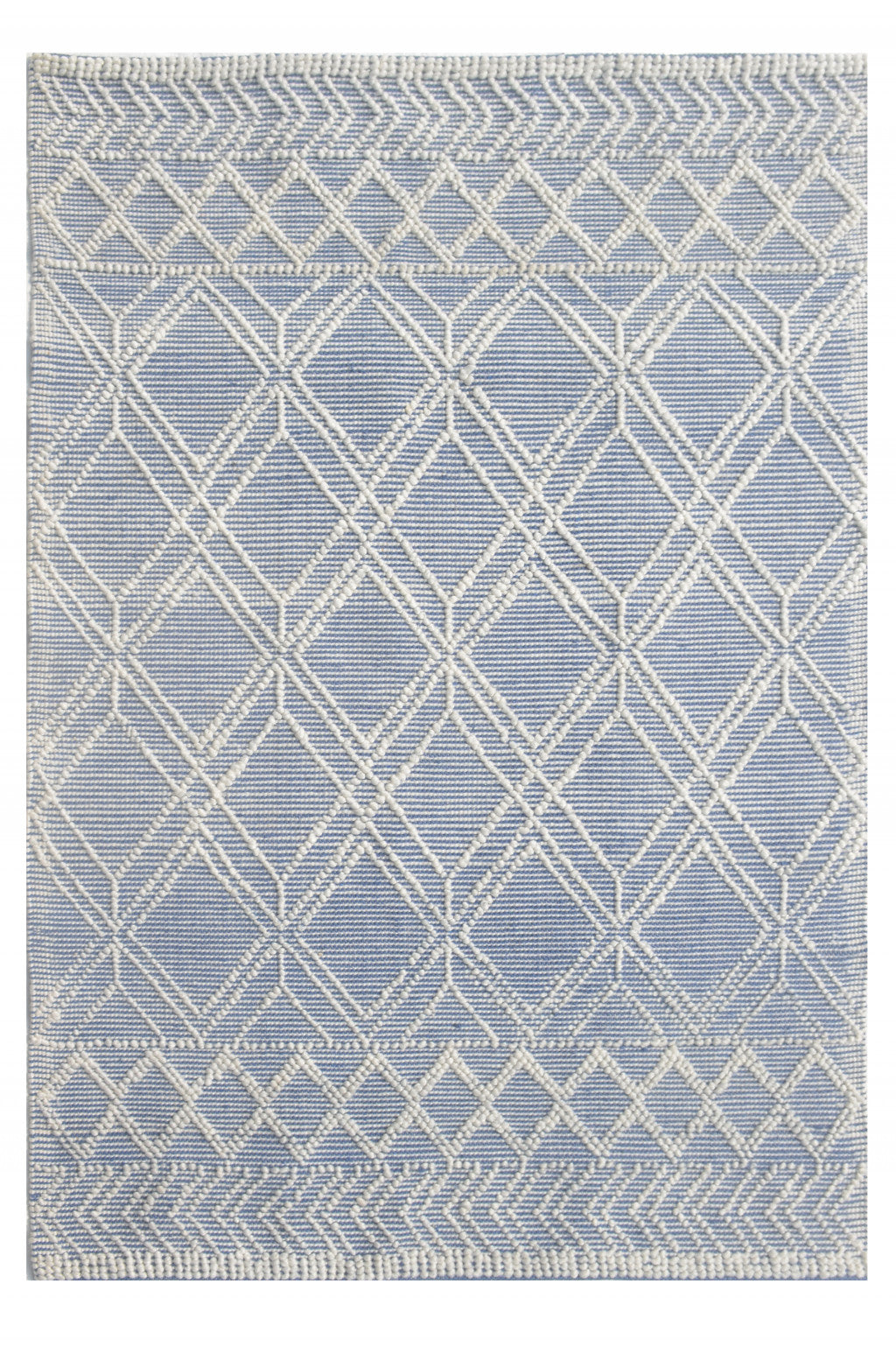 9’ x 13’ Blue Ivory Tribal Geometric Pattern Area Rug