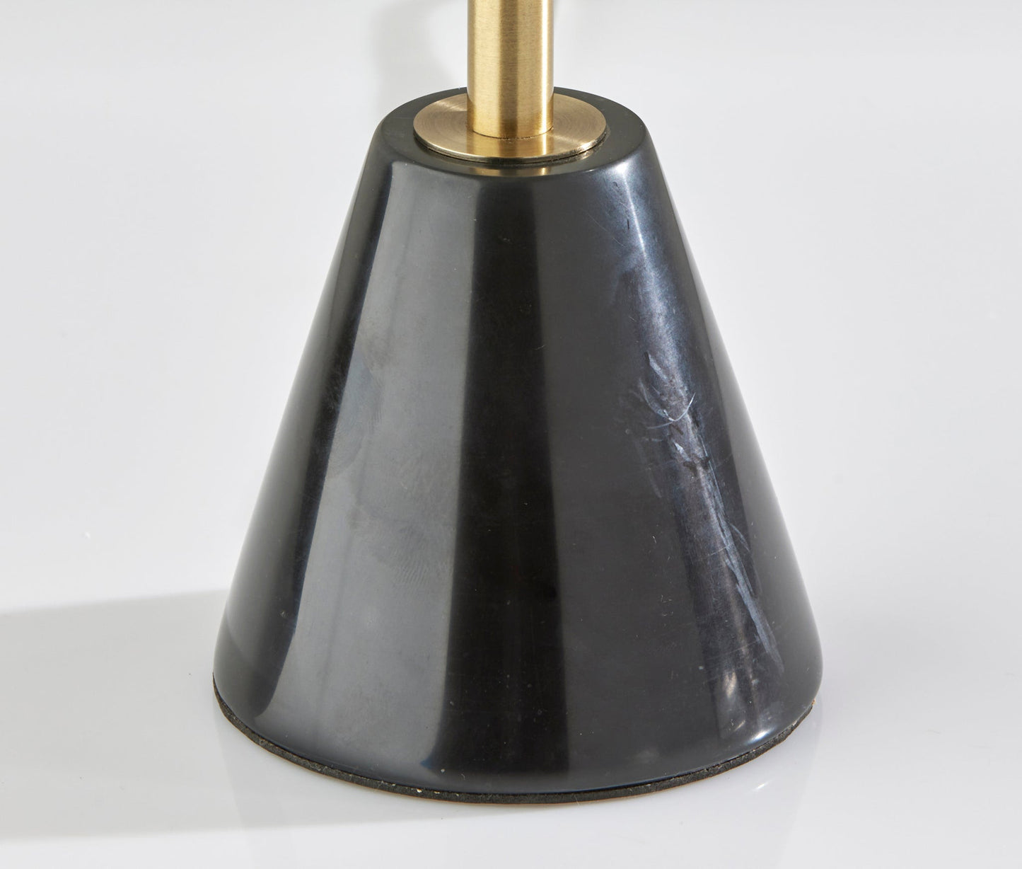 28" Black and Gold Metal Cylinder Table Lamp With Beige Drum Shade