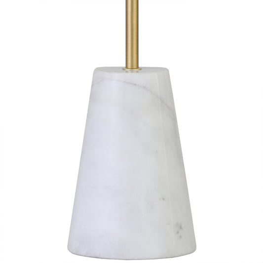 26" Gold and White Marble Table Lamp With White Drum Shade