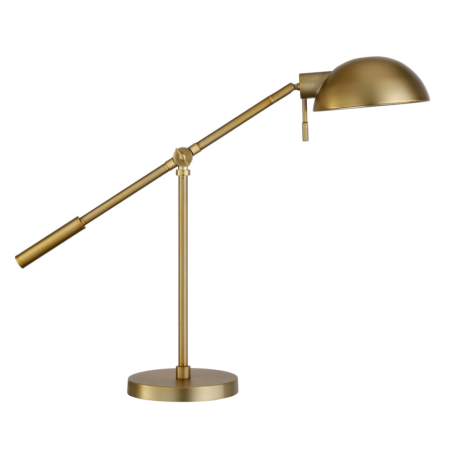 23" Brass Metal Desk Table Lamp With Brass Dome Shade