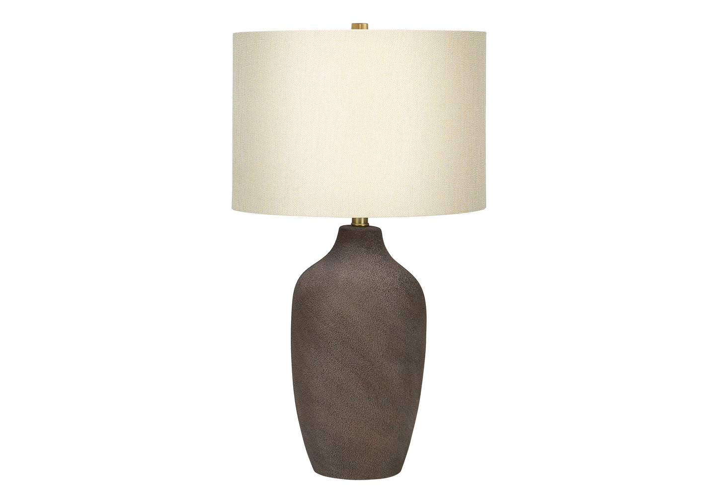 27" Gray Ceramic Urn Table Lamp With Beige Drum Shade