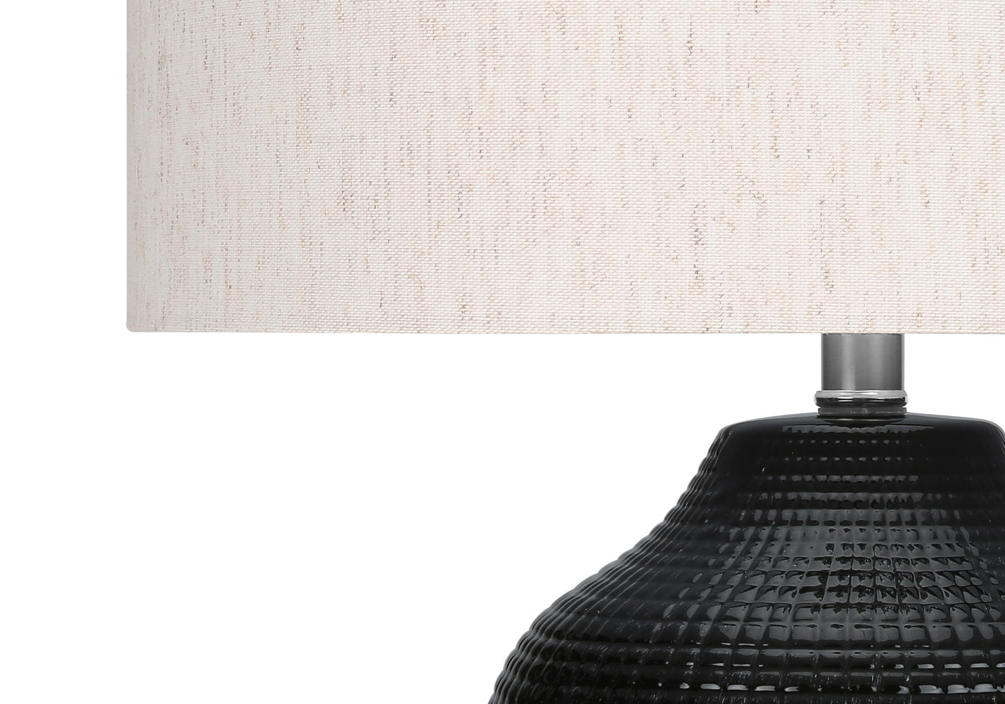 26" Black Ceramic Urn Table Lamp With Ivory Drum Shade