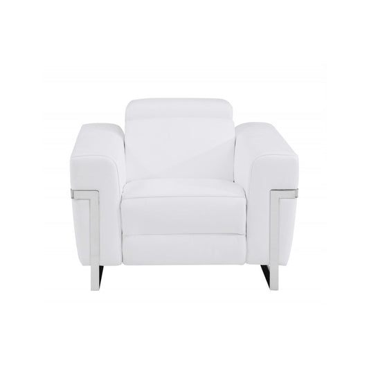 Three Piece Indoor White Italian Leather Six Person Seating Set