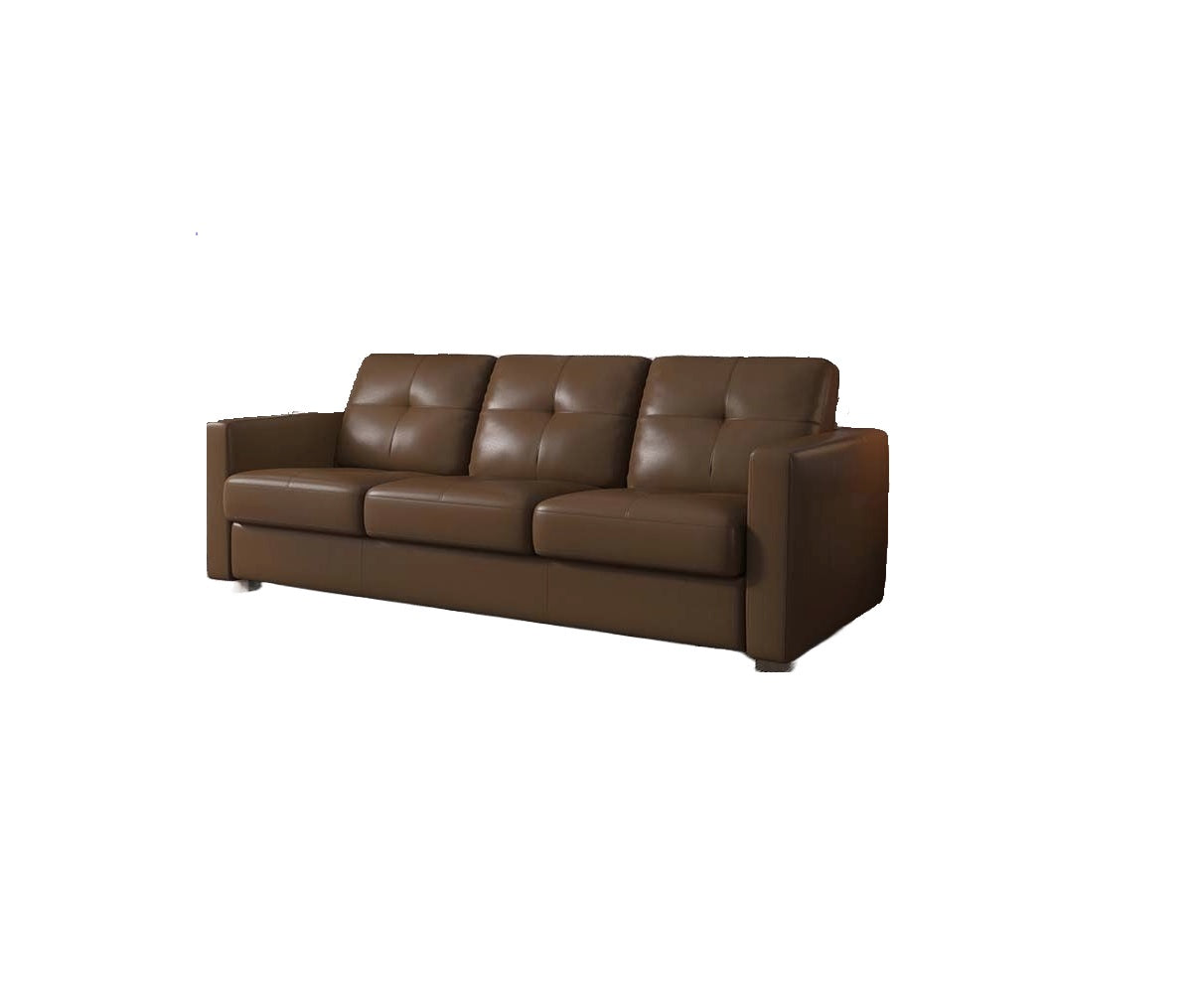 81" Brown Leather And Black Sleeper Sofa