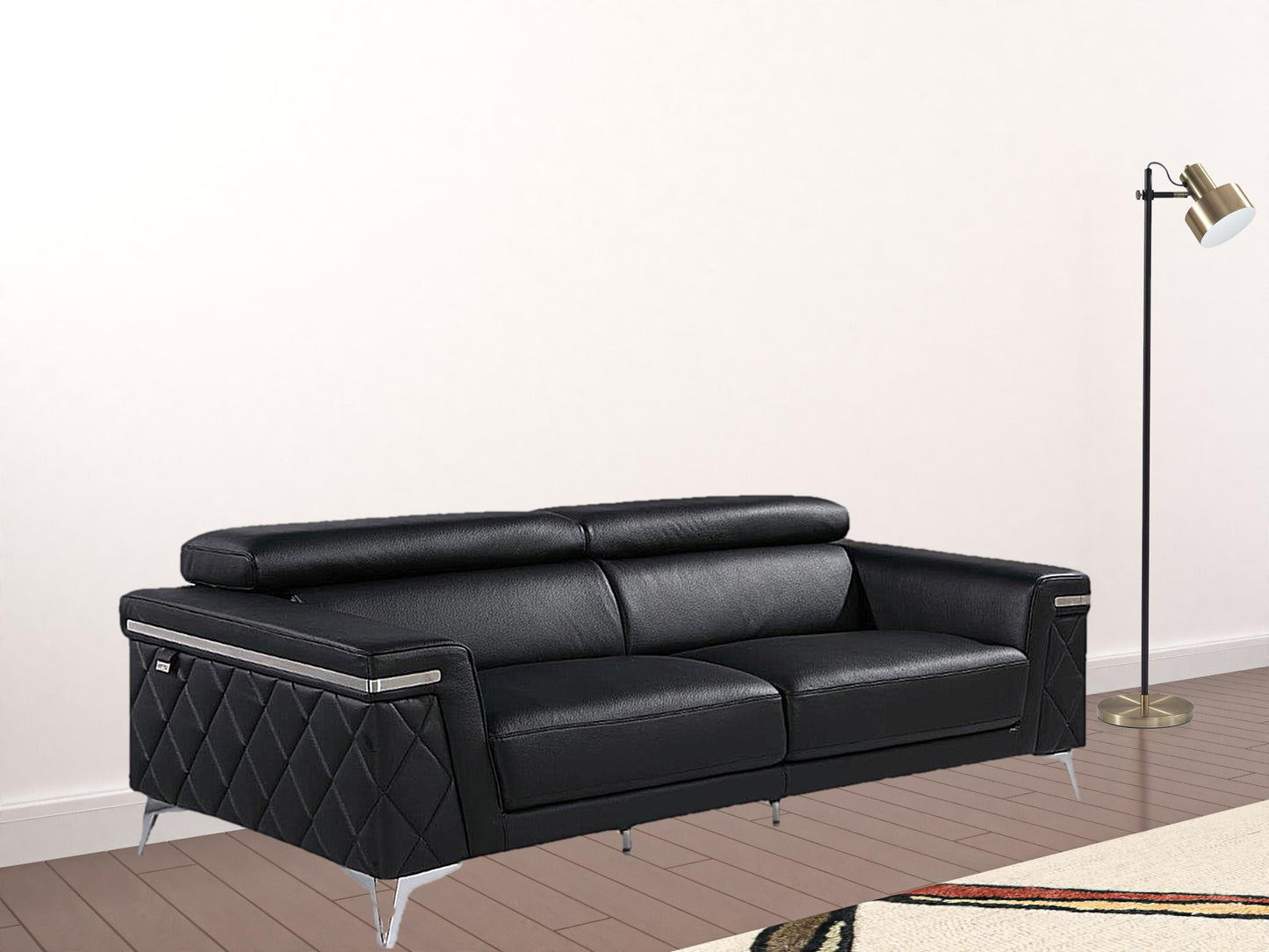 Black Top Grain Leather Five Person Seating Set