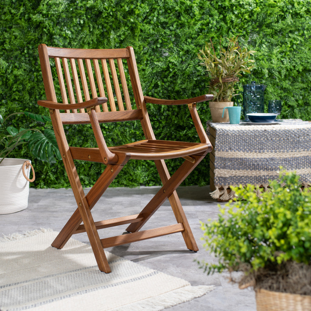 Brown Solid Wood Deck Chair