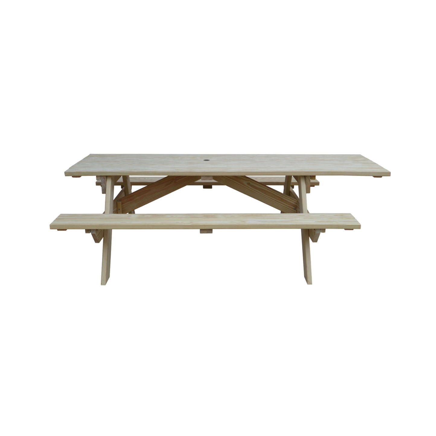 Beige Solid Wood Outdoor Picnic Table Umbrella Hole