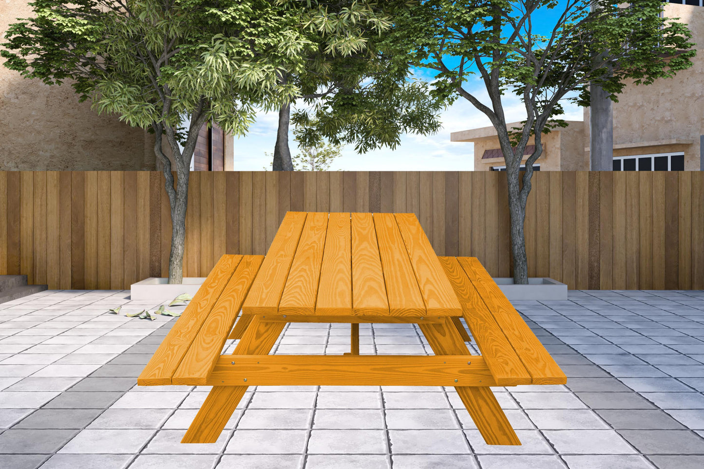 94" Natural Solid Wood Outdoor Picnic Table