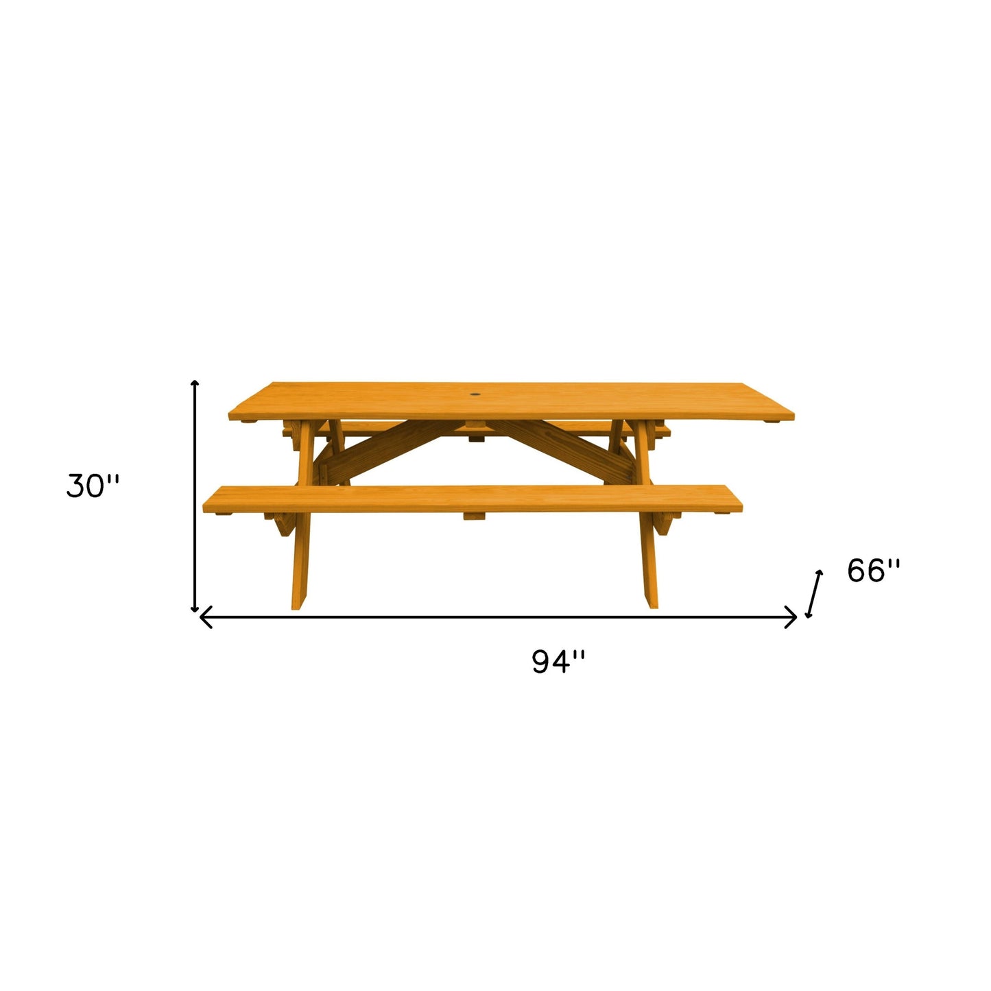 Natural Solid Wood Outdoor Picnic Table Umbrella Hole