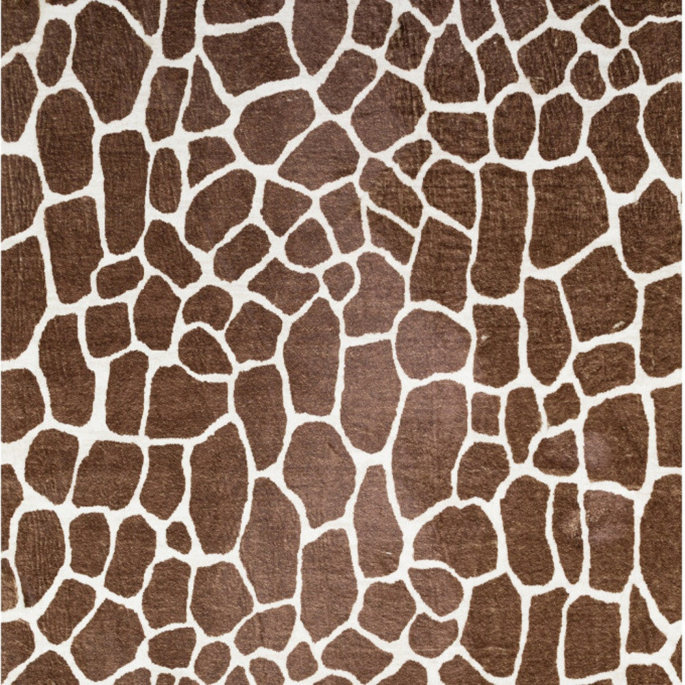 8' x 10' Brown Animal Print Shag Non Skid Area Rug