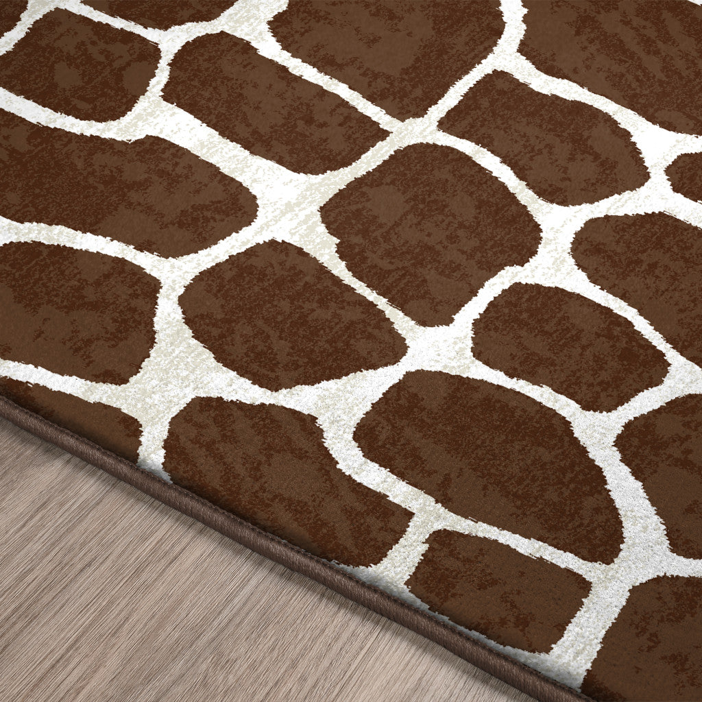 8' x 10' Brown Animal Print Shag Non Skid Area Rug