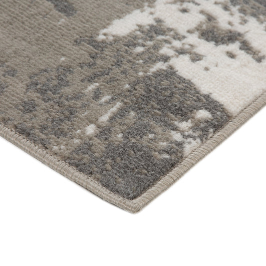 10' Gray and Ivory Abstract Power Loom Runner Rug