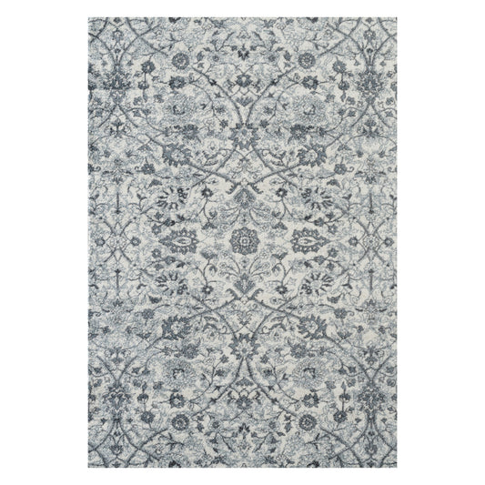 9' x 12' Gray and Beige Floral Power Loom Area Rug