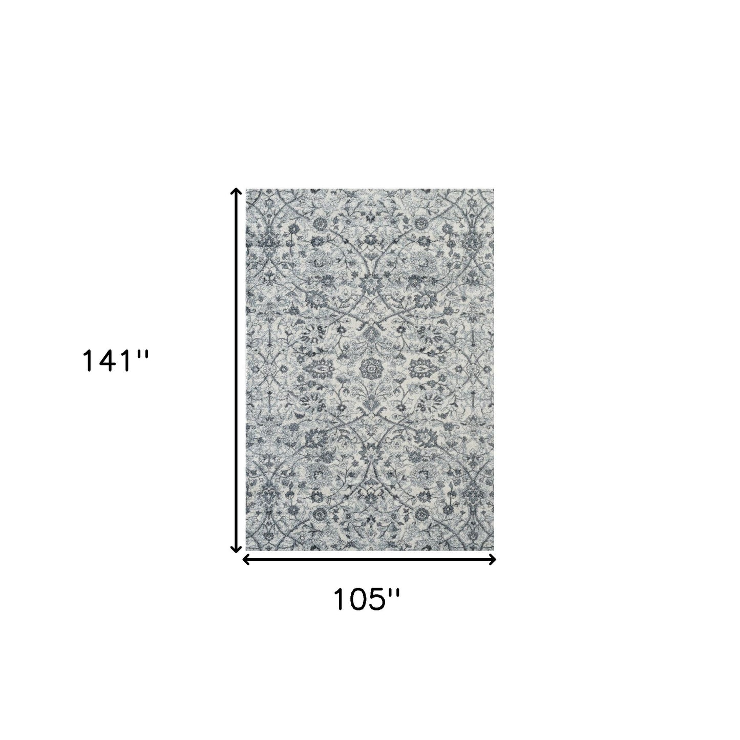 9' x 12' Gray and Beige Floral Power Loom Area Rug