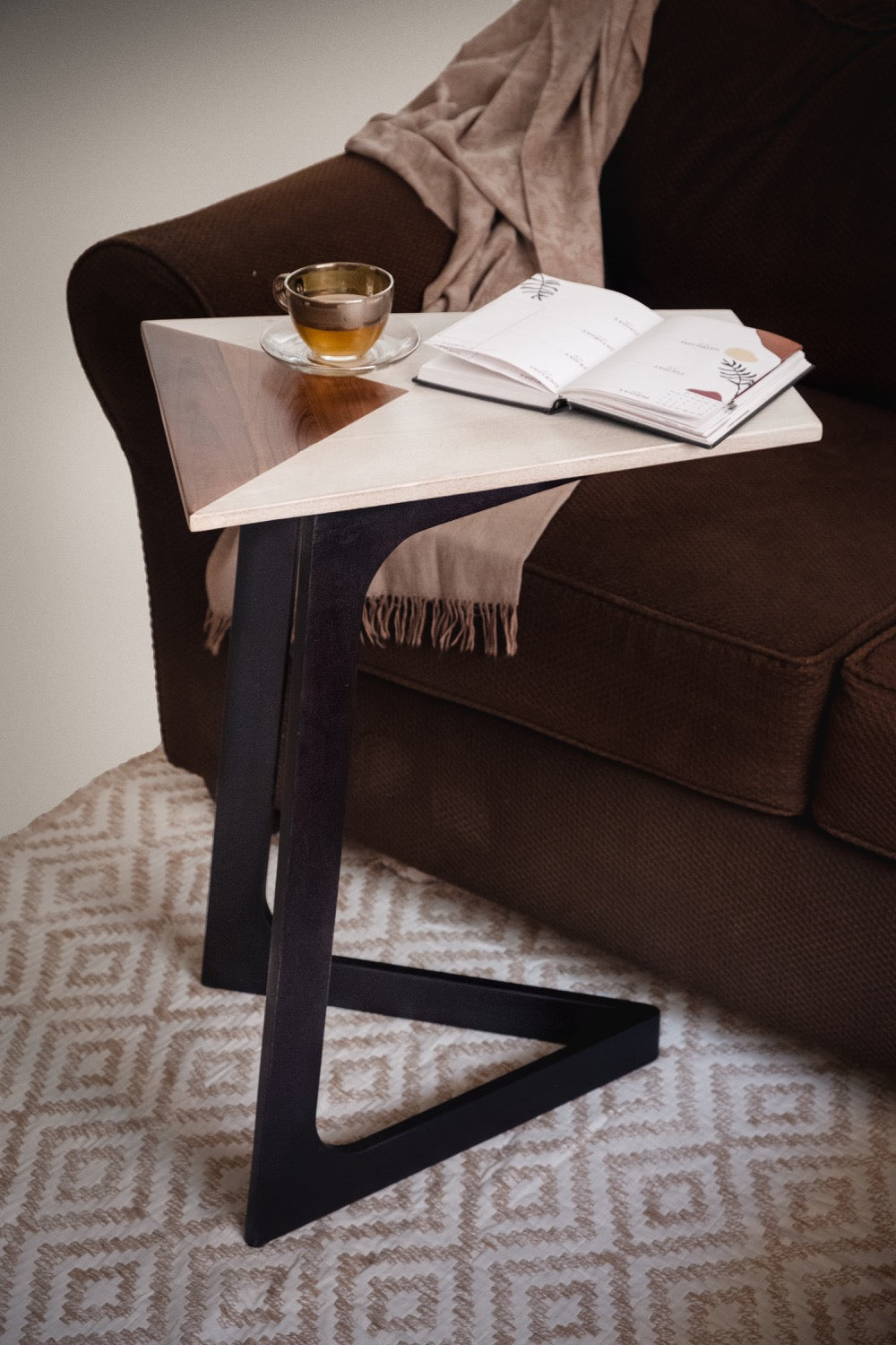 28" Black And Brown Solid Wood End Table