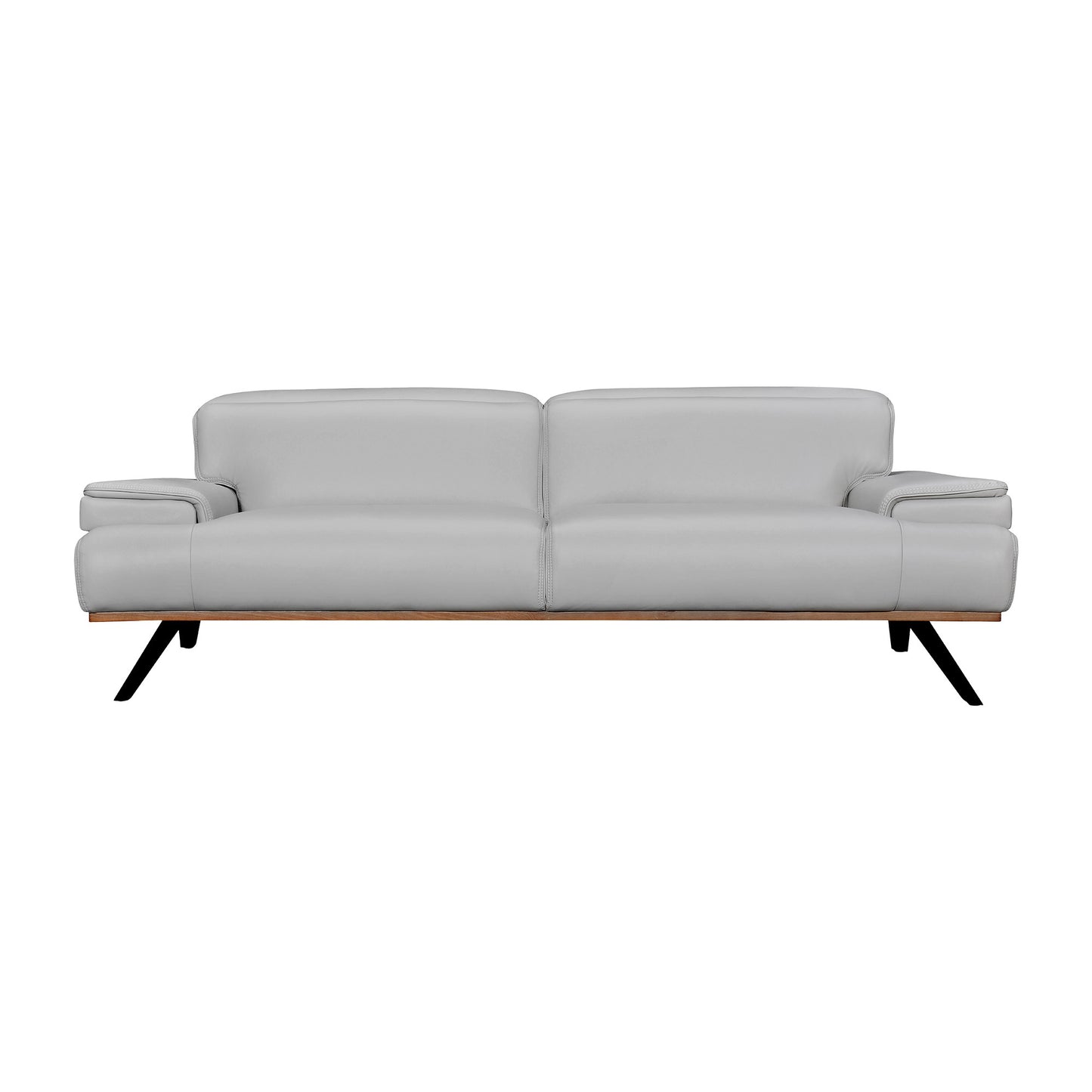 89" Gray And Black Leather Sofa