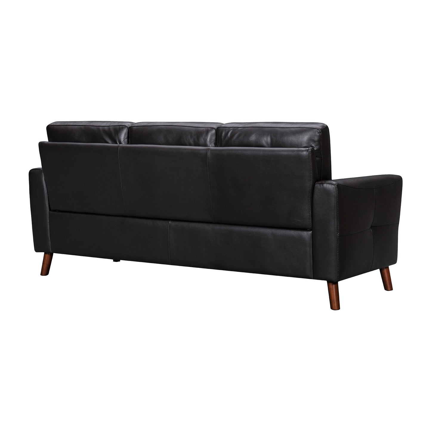 82" Black And Brown Tufted Leather Sofa