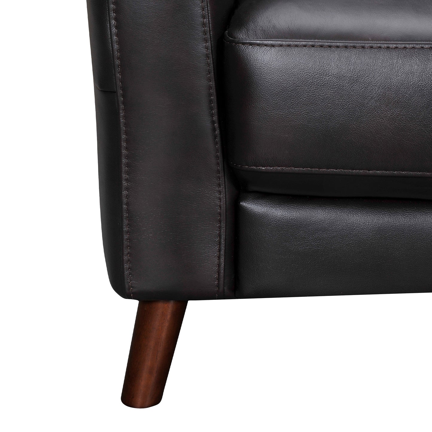 82" Black And Brown Tufted Leather Sofa