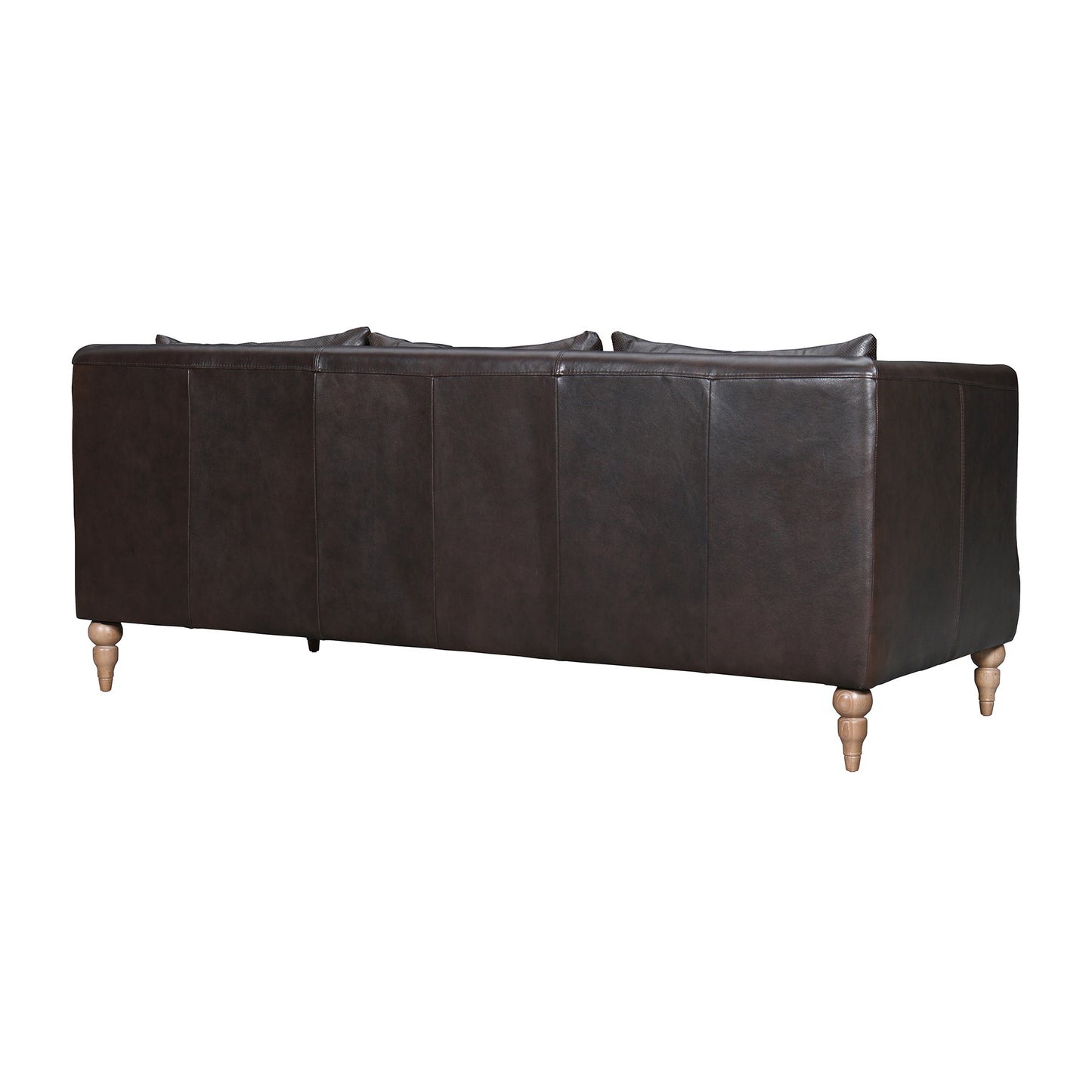 85" Dark Brown And Brown Leather Sofa