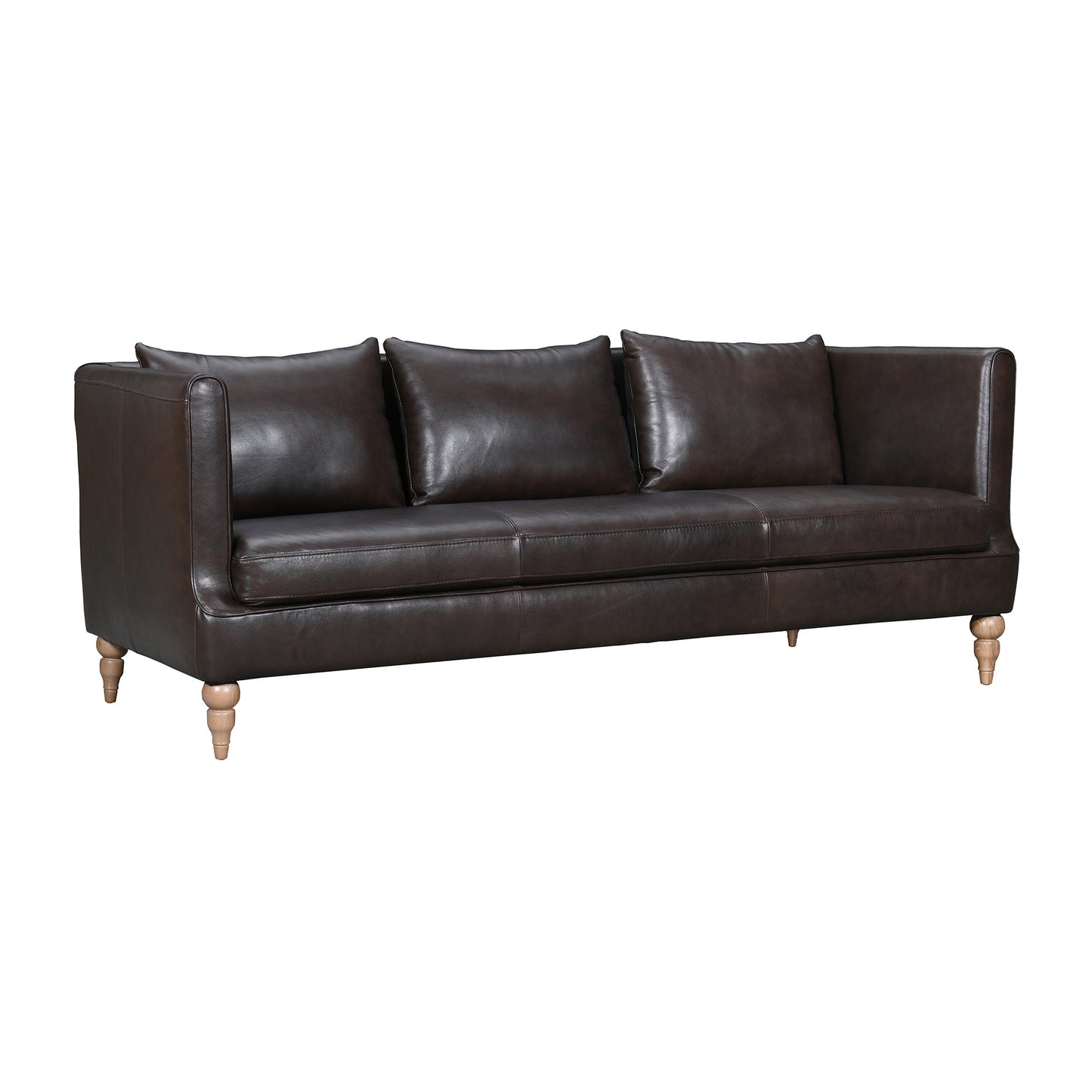 85" Dark Brown And Brown Leather Sofa