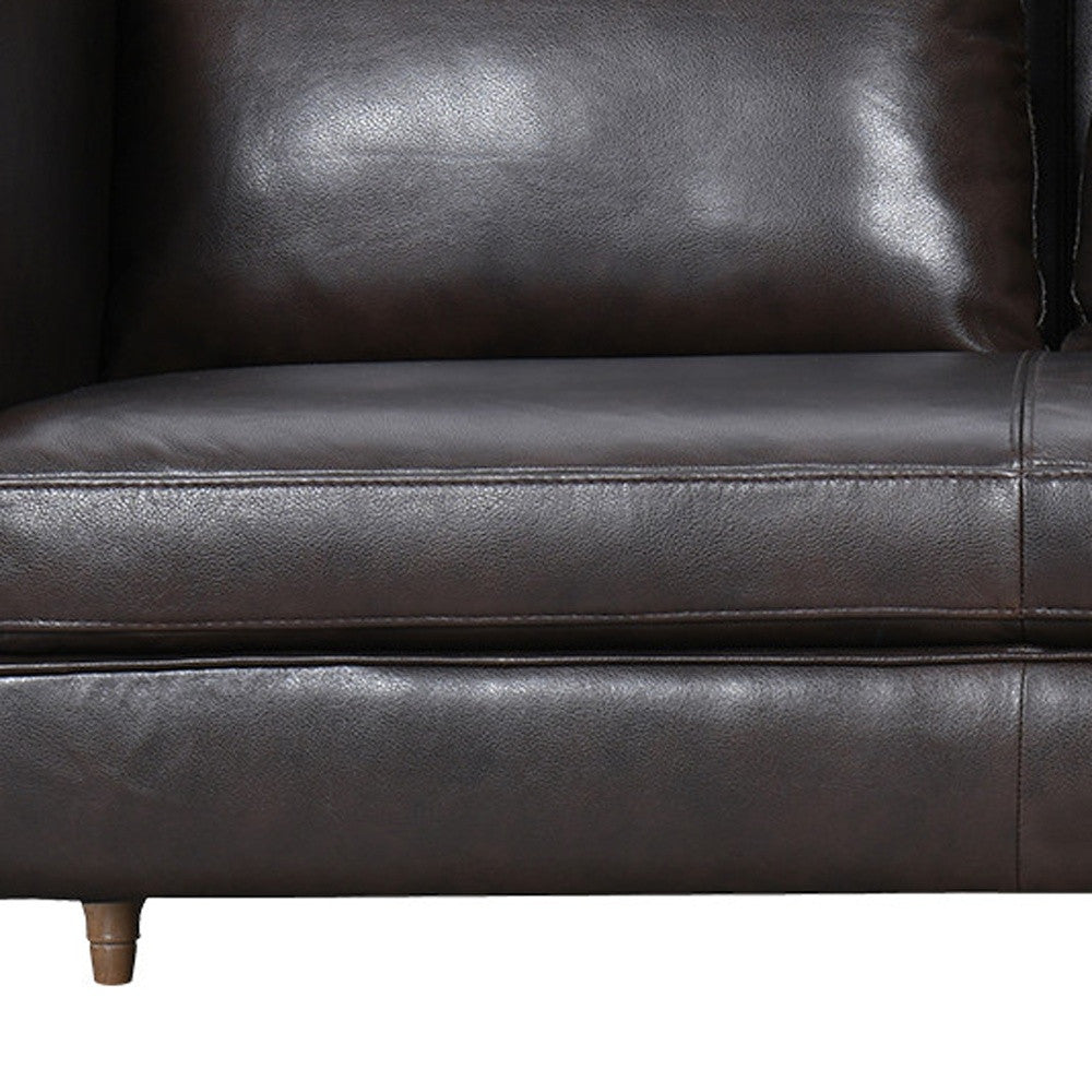 85" Dark Brown And Brown Leather Sofa