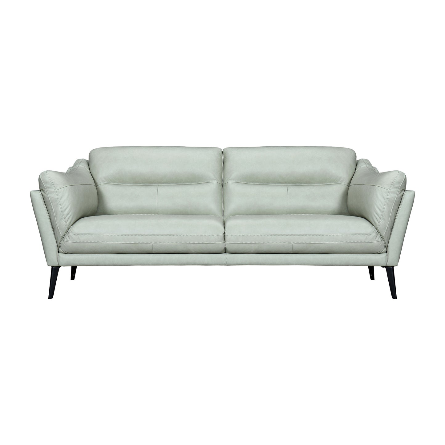 87" Mint Green And Black Leather Sofa