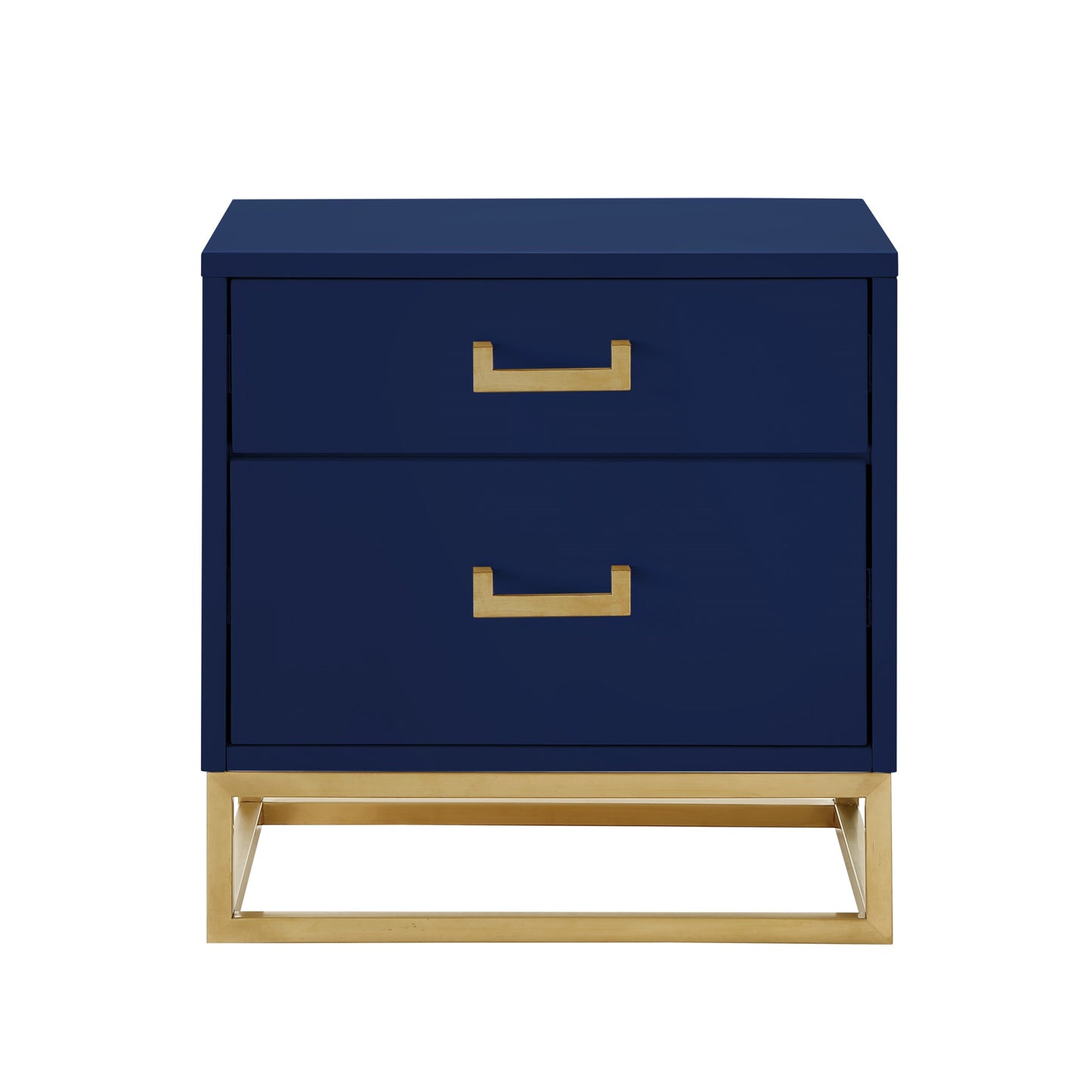 20" Gold and Dark Blue End Table with Two Drawers