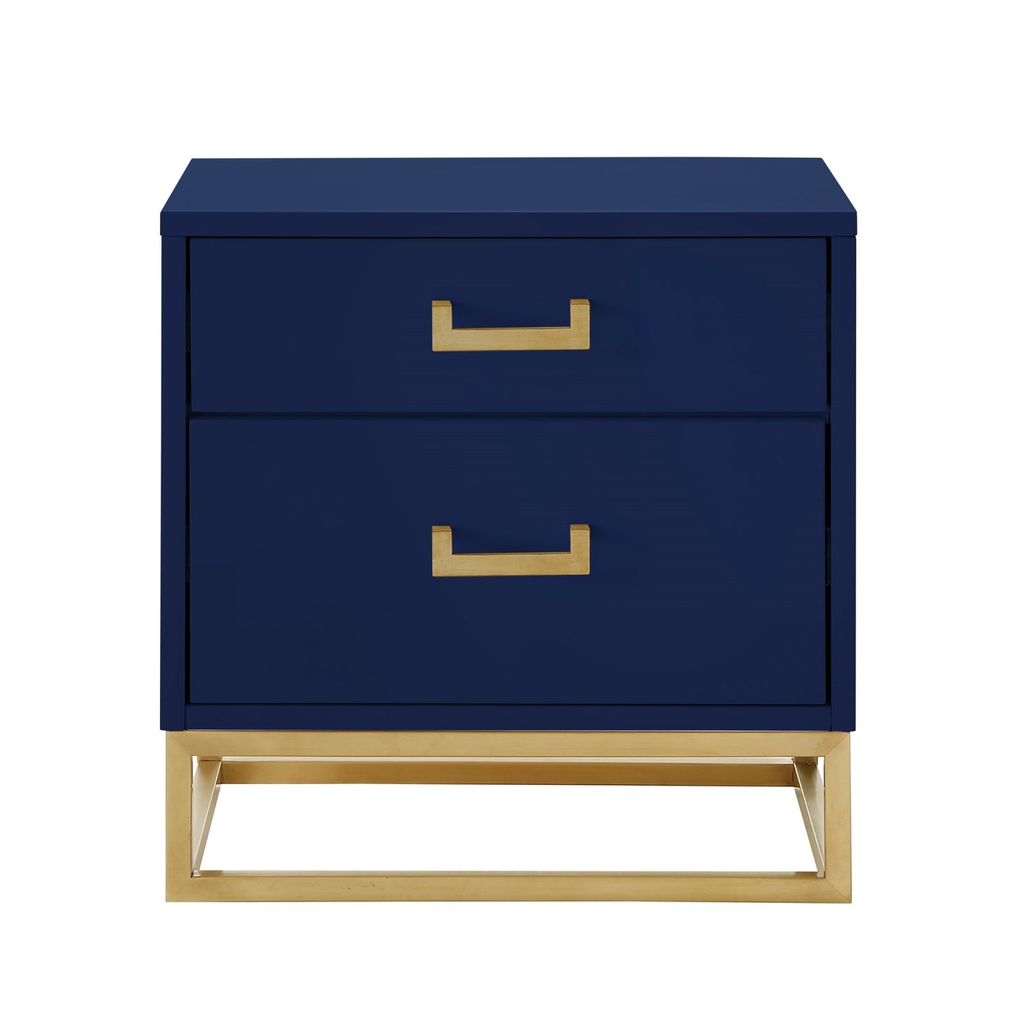 20" Gold and Dark Blue End Table with Two Drawers